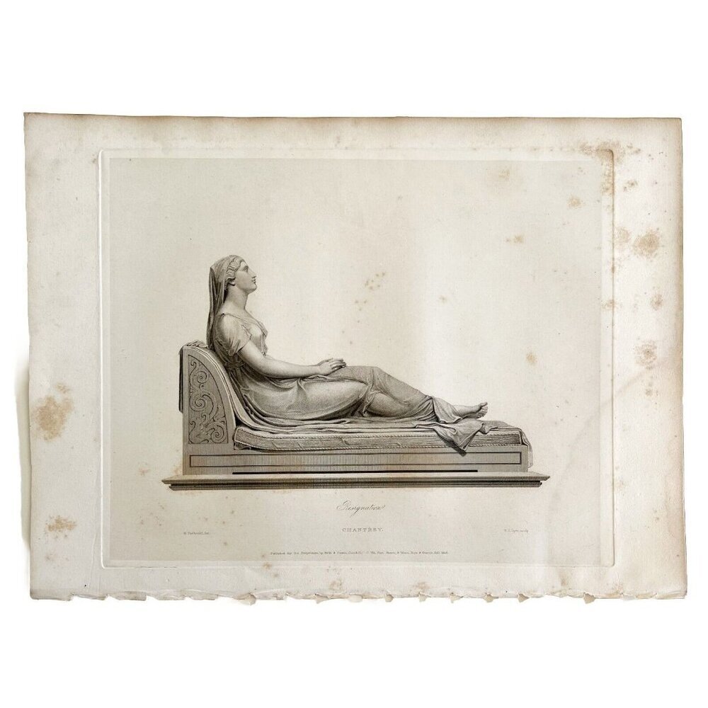 Resignation 1834 Engraving Chantrey Victorian Beautiful Woman Art DWBB3 - Picture 2 of 2